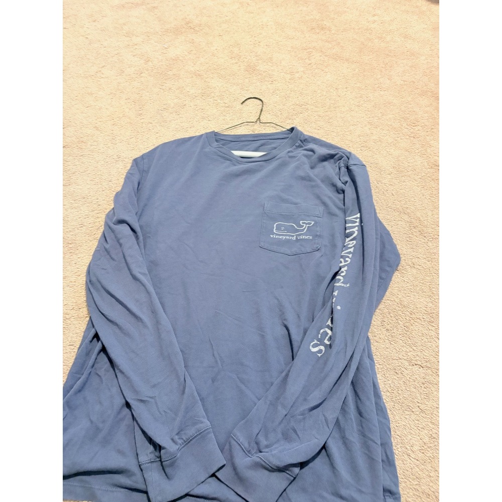 Vineyard Vines Mens Long Sleeve Pocket T-Shirt Blue Whale Logo Cotton Top Large